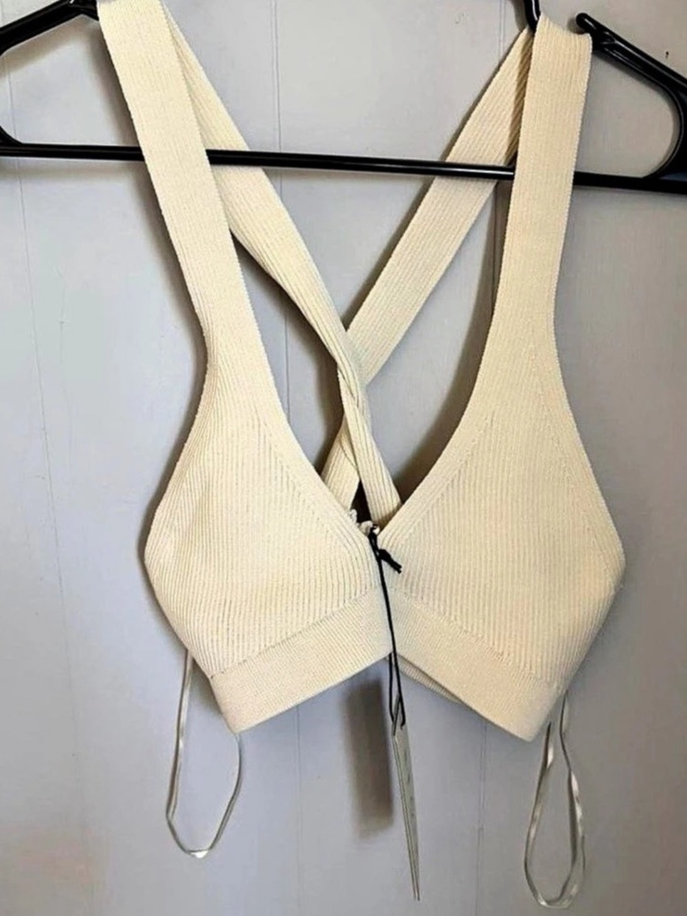 ATOIR The Crossalette Cream Ribbed Crop Top NWT